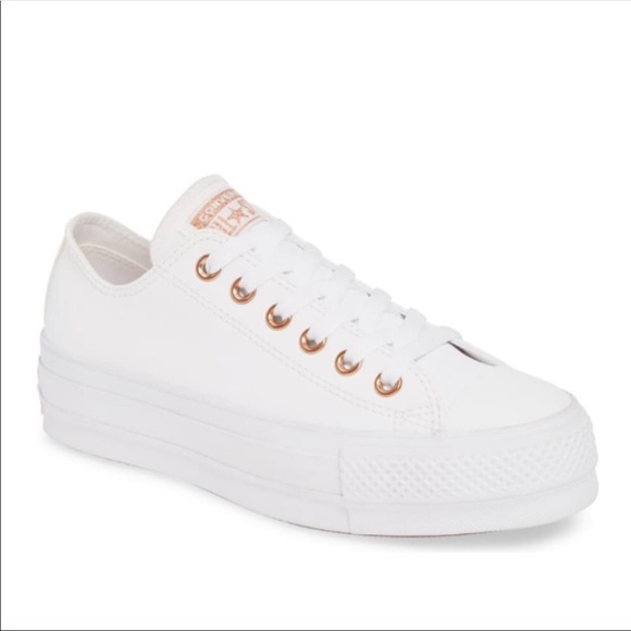 converse leather white platform